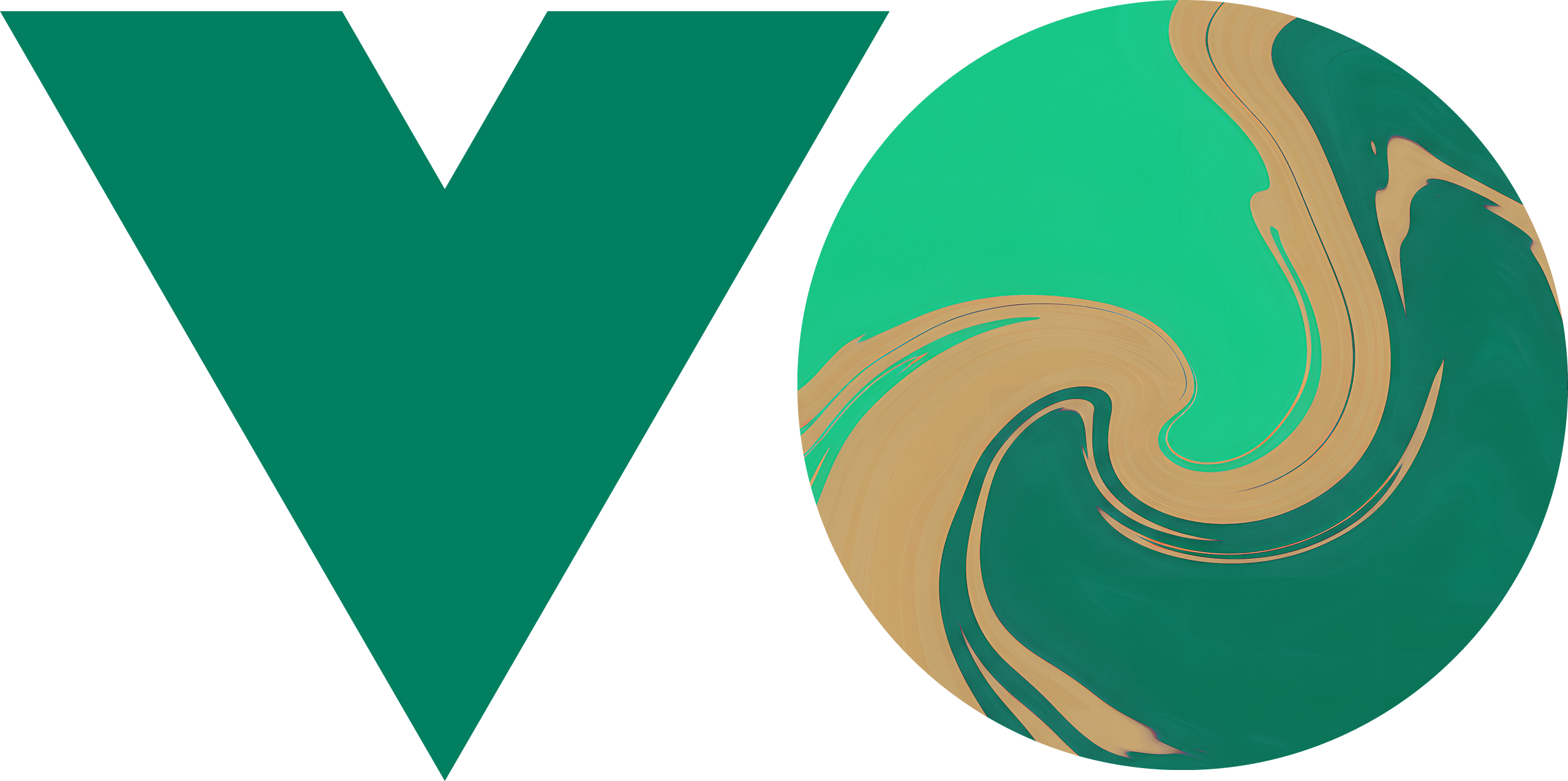 Vue Fes Japan 2026のメインビジュアル。VueをイメージしたVのシルエットと、日の丸をイメージした丸のシルエットが横に並んでいる。色は深い抹茶のような色をしており、丸のシルエットには金色の墨流し模様が描かれている。